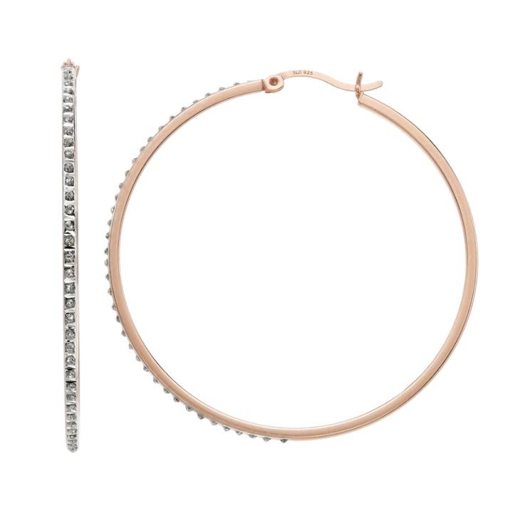 Diamond Mystique Round Hoop Earrings, Women's, Pink