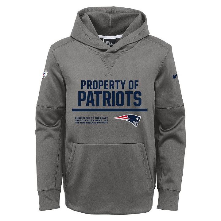 Boys 8-20 Nike New England Patriots Circuit Therma-fit Hoodie, Boy's, Size: L(14/16), Dark Grey