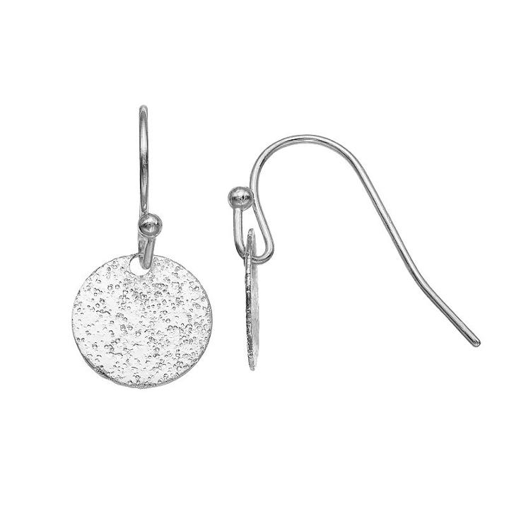 Lc Lauren Conrad Textured Disc Nickel Free Drop Earrings, Women's, Silver