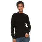 Women's Napa Valley Cable-knit Mockneck Sweater, Size: Large, Black