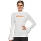 Women's Jennifer Lopez Cutout Mockneck Sweater, Size: Large, Natural