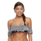 Mix And Match Geometric Off-the-shoulder Bikini Top, Girl's, Size: Xs, Black