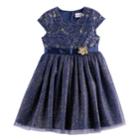 Girls 4-6x Nannette Sequin & Glitter Knit Dress, Size: 5, Blue (navy)