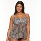 Plus Size Croft & Barrow&reg; Tummy Slimmer Mesh Flyaway Bandeaukini Top, Women's, Size: 22 W, Dark Grey