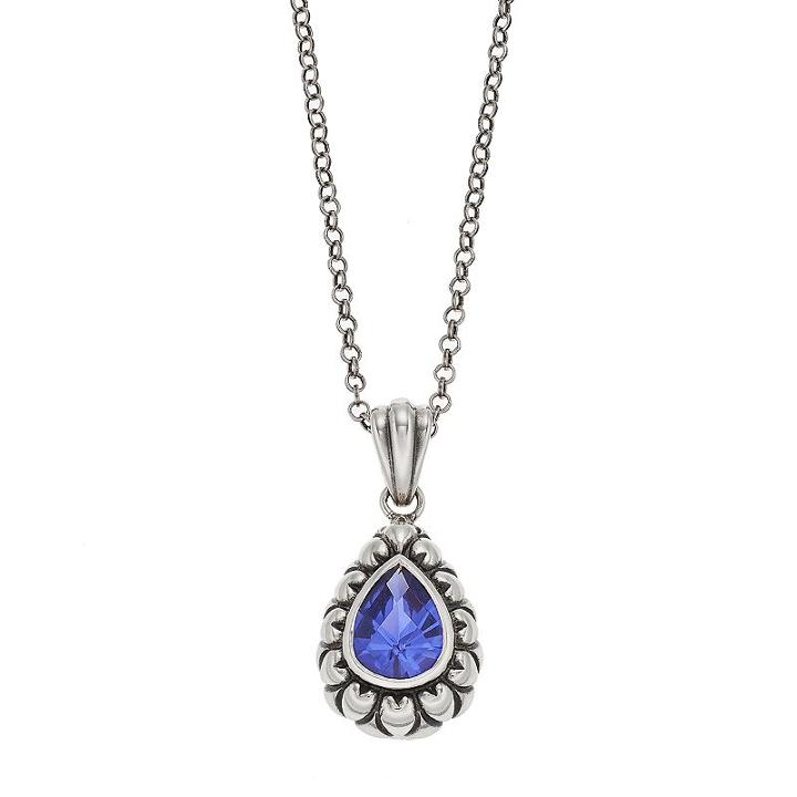 Adora Sterling Silver Simulated Tanzanite Teardrop Pendant, Women's, Size: 18, Purple