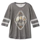 Girls Plus Size Mudd&reg; Lace Yoke Varsity Tee, Size: 14 1/2, Oxford