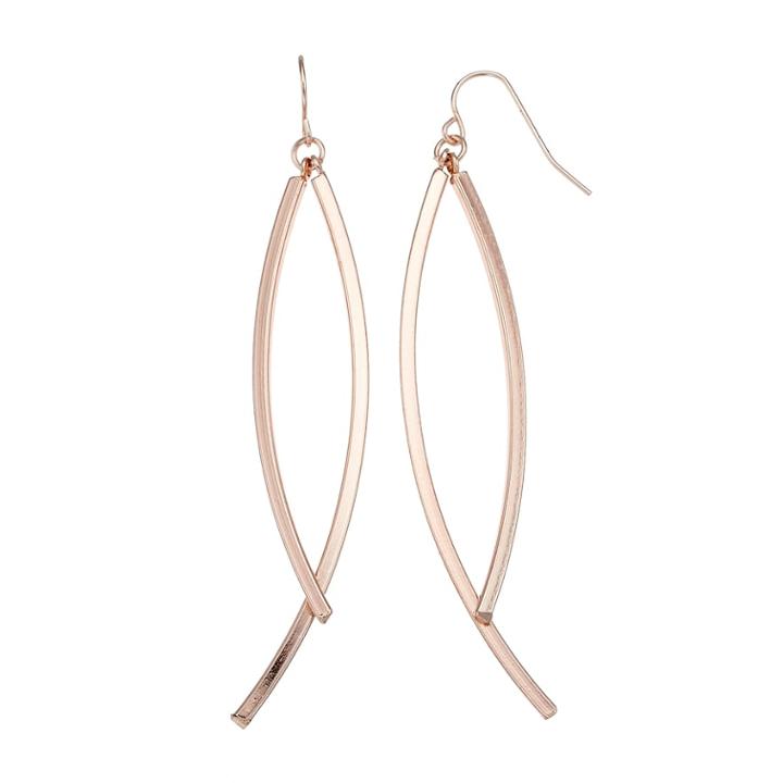 Curved Bypass Nickel Free Drop Earrings, Women's, Light Pink