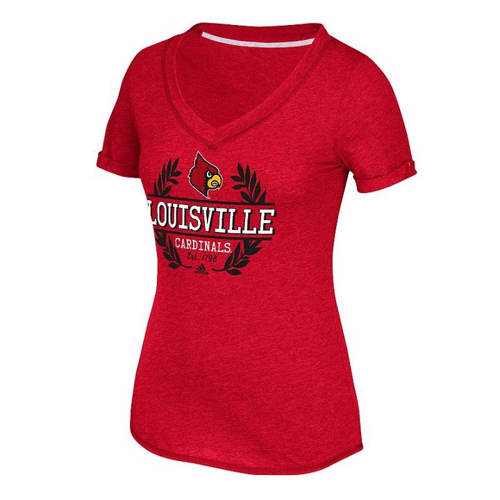 Women's Adidas Louisville Cardinals Laural Tee, Size: Medium, Red