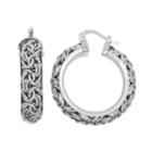 Sterling Silver Byzantine Hoop Earrings, Women's, Grey