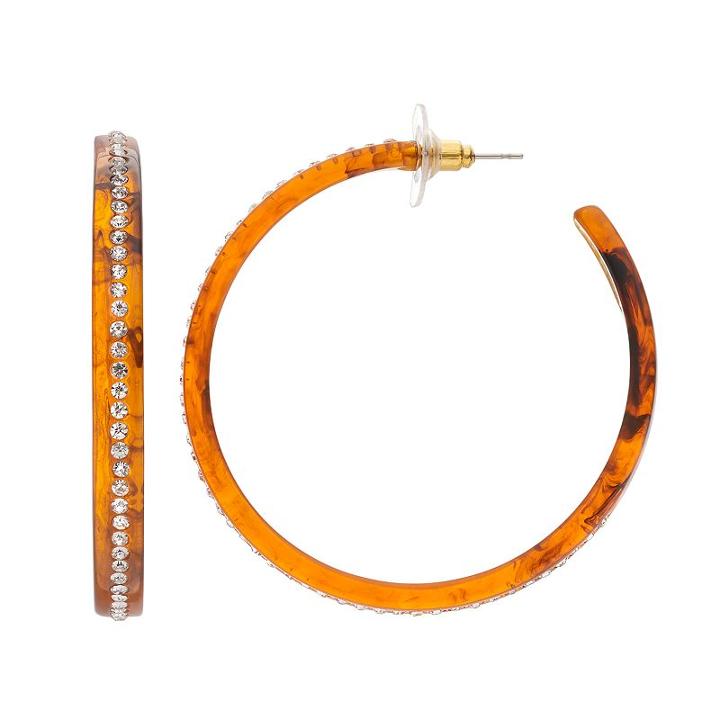 Jennifer Lopez Studded Hoop Earrings, Women's, Dark Brown