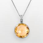 Sterling Silver Citrine And Diamond Accent Pendant, Women's, Size: 18, Orange