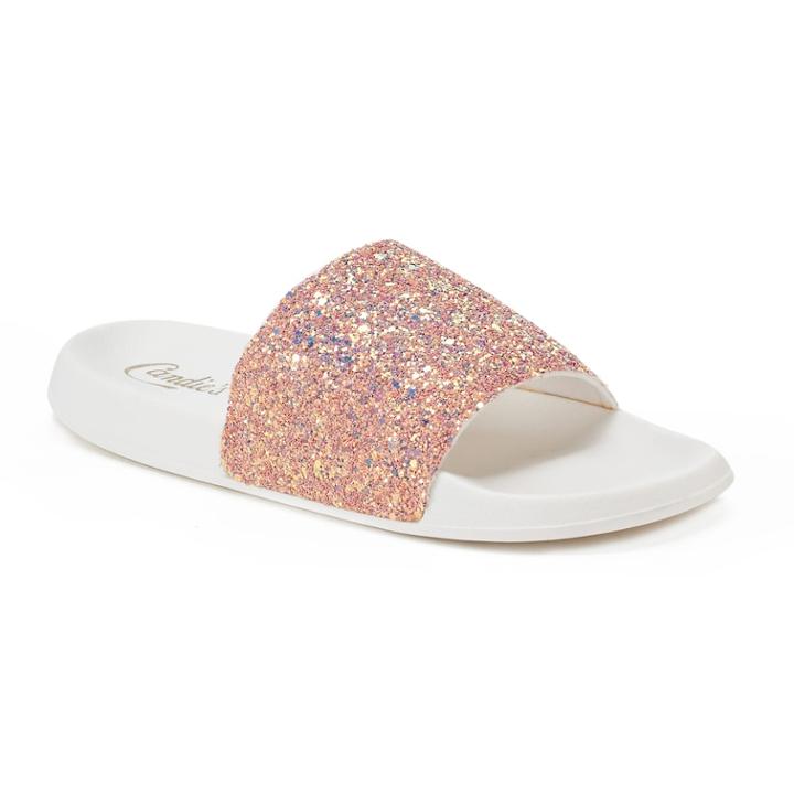 Women's Candie's&reg; Glitter Slide Sandals, Size: Small, Pink