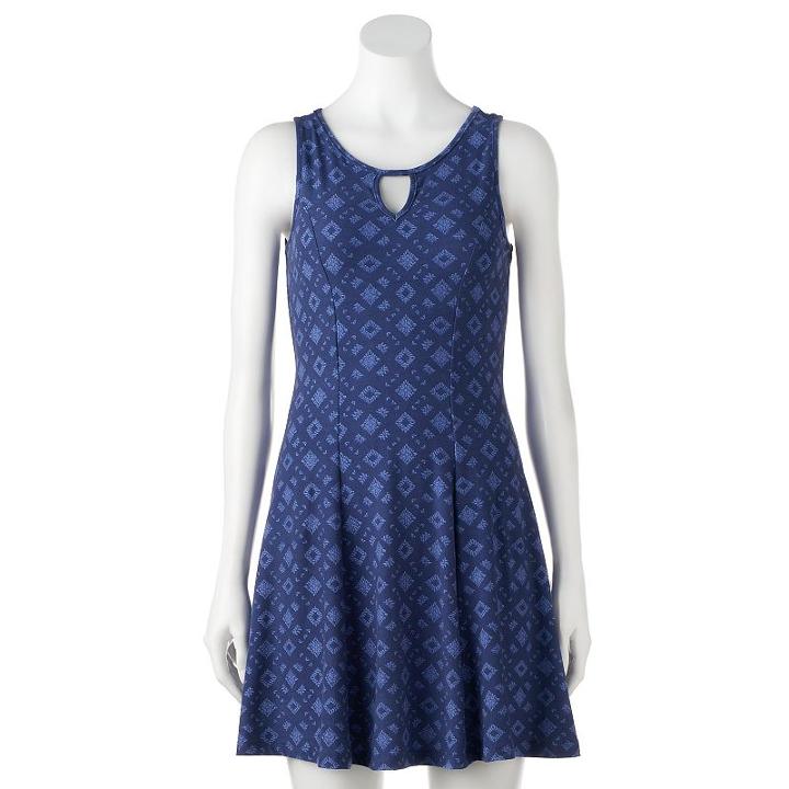 Juniors' Mudd&reg; Keyhole Fit & Flare Dress, Girl's, Size: Medium, Blue