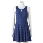 Juniors' Mudd&reg; Keyhole Fit & Flare Dress, Girl's, Size: Medium, Blue