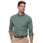 Men's Sonoma Goods For Life&trade; Flexwear Slim-fit Plaid Poplin Button-down Shirt, Size: Medium, Green