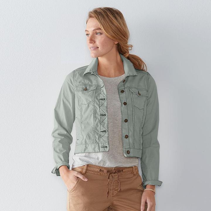 Women's Sonoma Goods For Life&trade; Twill Jacket, Size: Medium, Lt Green