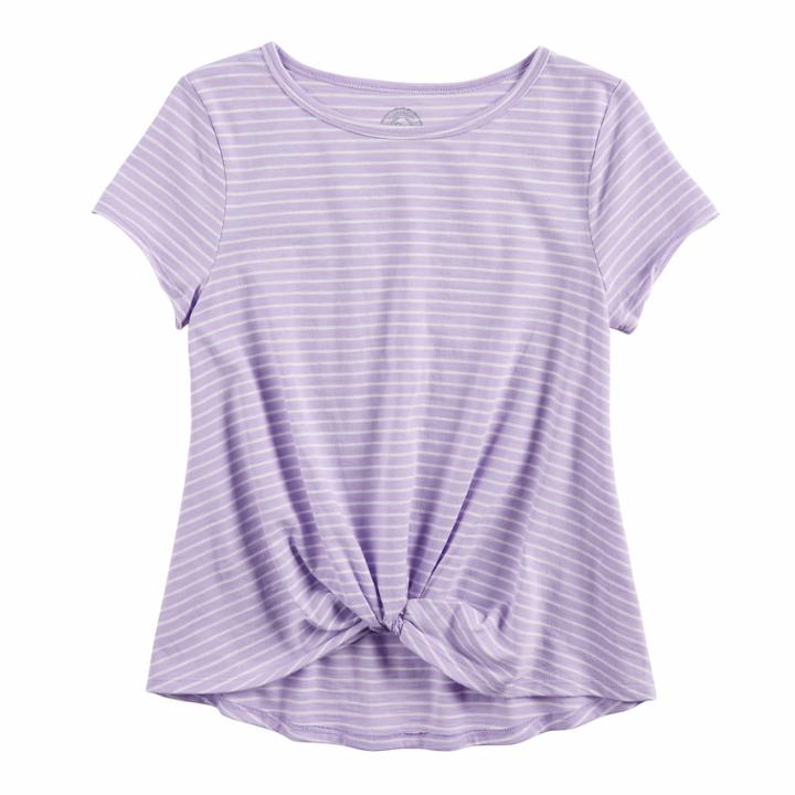 Girls 7-16 So&reg; Knot Front Tee, Size: 12, Lt Purple