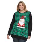 Plus Size Fashion Avenue Us Sweaters Applique Ugly Christmas Sweater Tunic, Women's, Size: 4xl, Med Green