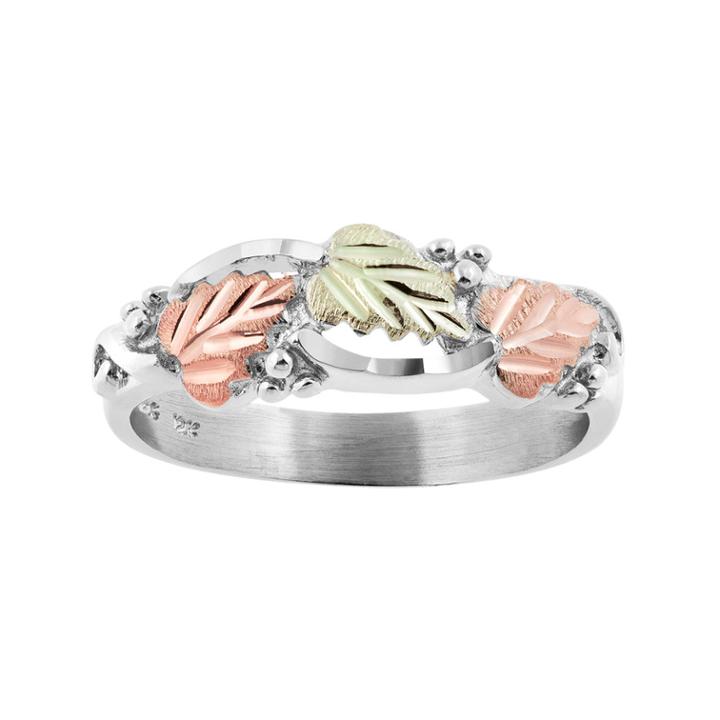 Black Hills Gold Tri Tone Leaf Ring In Sterling Silver, Women's, Size: 7