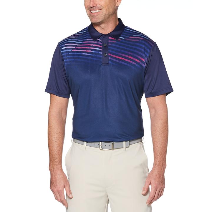 Men's Grand Slam On Course Regular-fit Americana Striped Performance Golf Polo, Size: Small, Blue