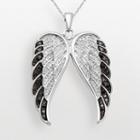 Sterling Silver 1/2-ct. T.w. Black And White Diamond Wing Pendant, Women's, Size: 18