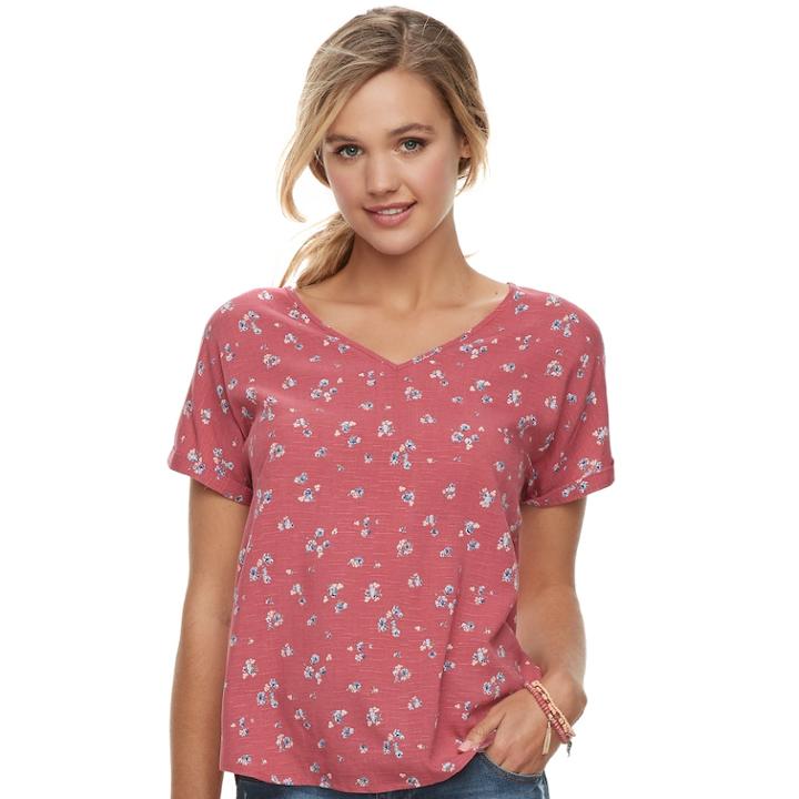 Juniors' So&reg; Dolman Sleeve V-neck Tee, Teens, Size: Medium, Med Pink