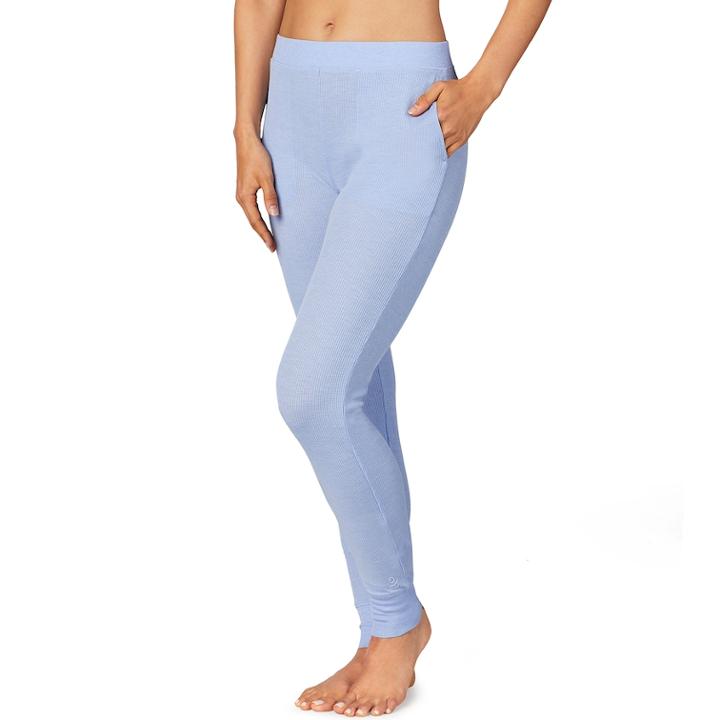 Women's Cuddl Duds Strecth Waffle Thermal Leggings, Size: Small, Med Blue