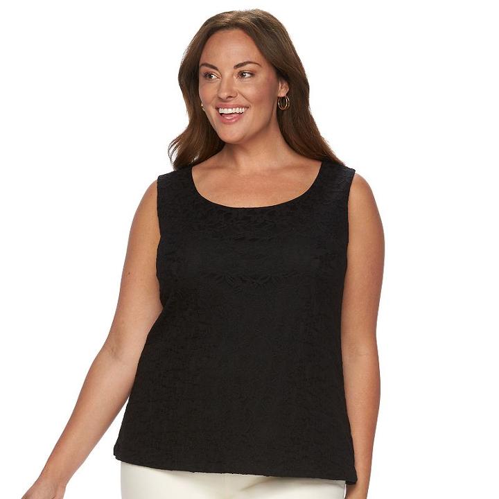 Plus Size Dana Buchman Essential Lace Tank, Women's, Size: 2xl, Black