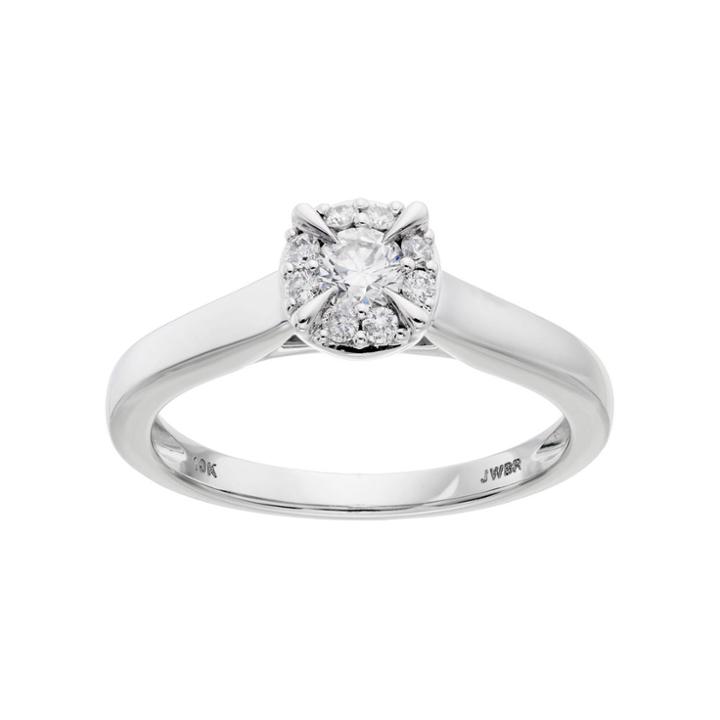 Lovemark 10k White Gold 1/3 Carat T.w. Diamond Halo Engagement Ring, Women's, Size: 7