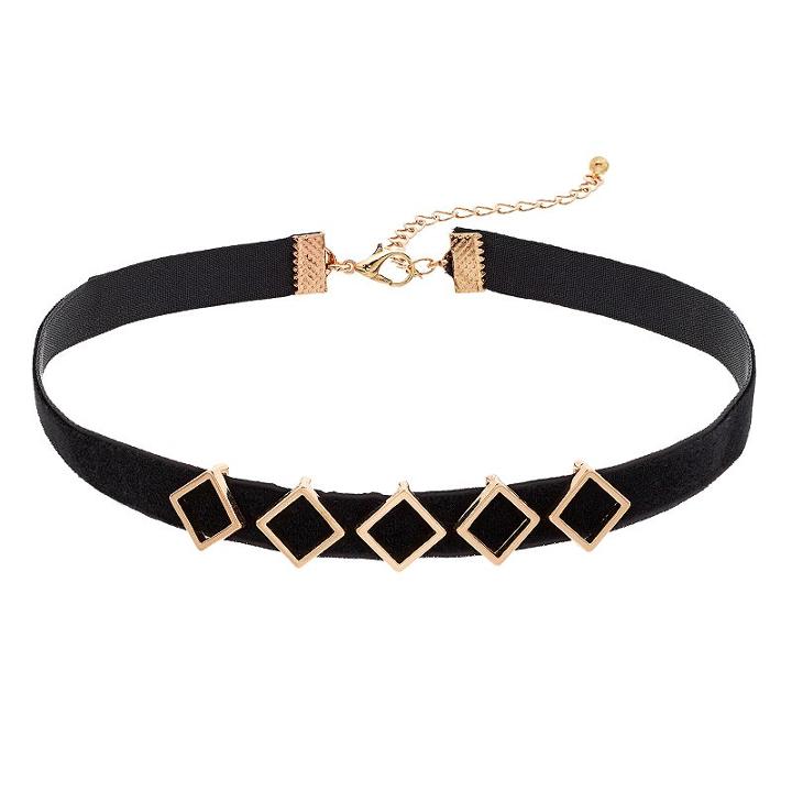 Black Diamond-shaped Choker Necklace, Women's, Oxford