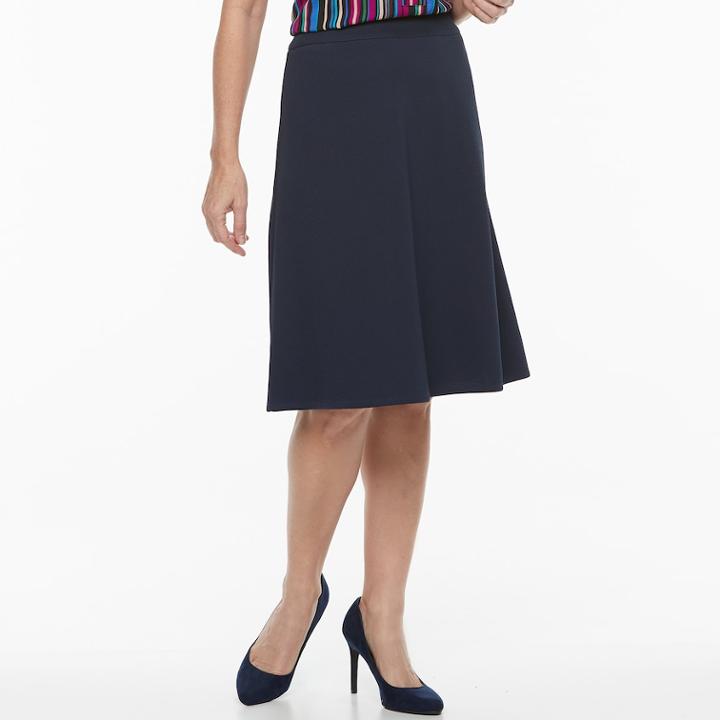 Women's Dana Buchman Crepe Pull-on Skirt, Size: Small, Blue (navy)