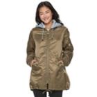 Madden Nyc Juniors' Detachable Hood Long Bomber Jacket, Teens, Size: Medium, Lt Green