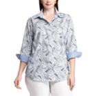 Plus Size Chaps Striped No-iron Broadcloth Shirt, Women's, Size: 1xl, Blue