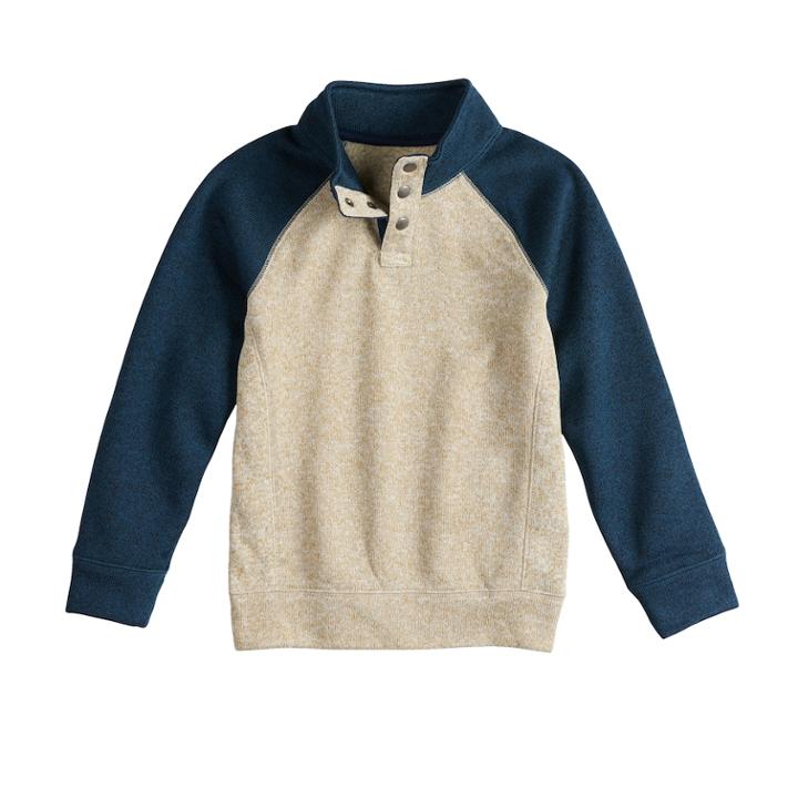 Boys 4-12 Sonoma Goods For Life&trade; Pullover Mock Neck Raglan Sweater, Size: 7, Med Beige