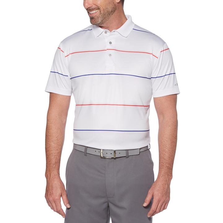 Men's Grand Slam On Course Regular-fit Americana Striped Performance Golf Polo, Size: Xl, White