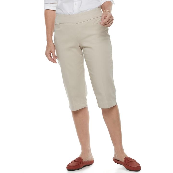 Women's Croft & Barrow&reg; Pull-on Polished Skimmer Capris, Size: 14, Med Grey