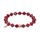 Tfs Jewelry 14k Gold Over Silver Red Crystal Bead Stretch Bracelet, Women's, Size: 7
