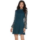 Juniors' Speechless Lace Bell Sleeve Shift Dress, Teens, Size: Xs, Blue Other