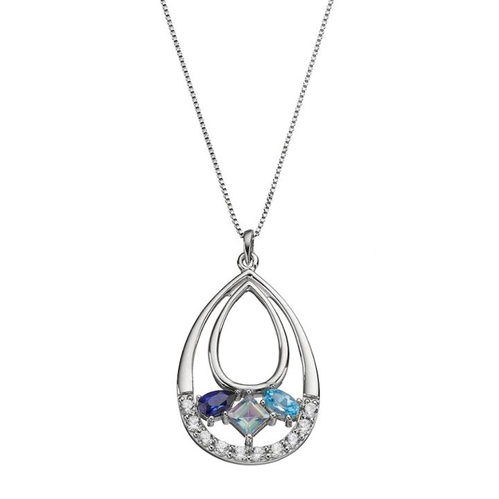 Sterling Silver Cassiopeia Topaz Teardrop Pendant Necklace, Women's, Size: 18, Blue