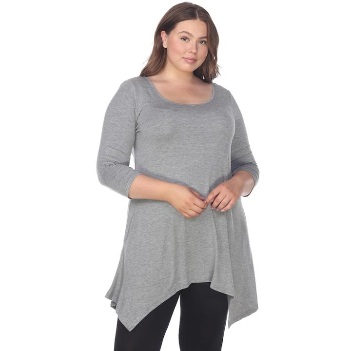 Plus Size White Mark Handkerchief Tunic Top, Women's, Size: 3xl, Grey (charcoal)
