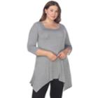 Plus Size White Mark Handkerchief Tunic Top, Women's, Size: 3xl, Grey (charcoal)