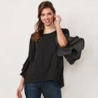 Women's Lc Lauren Conrad Ruffle Sleeve Split-back Top, Size: Xs, Gold