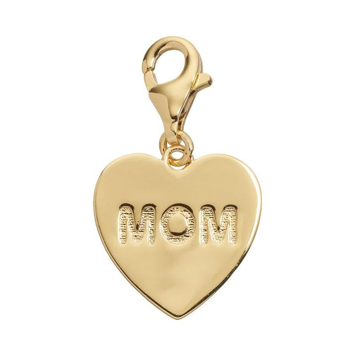 Tfs Jewelry 14k Gold Over Silver Mom Heart Charm, Women's, Yellow
