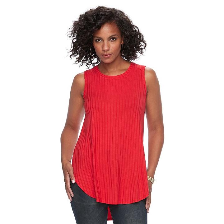 Women's Apt. 9&reg; Ribbed Tunic Tank, Size: Medium, Med Red