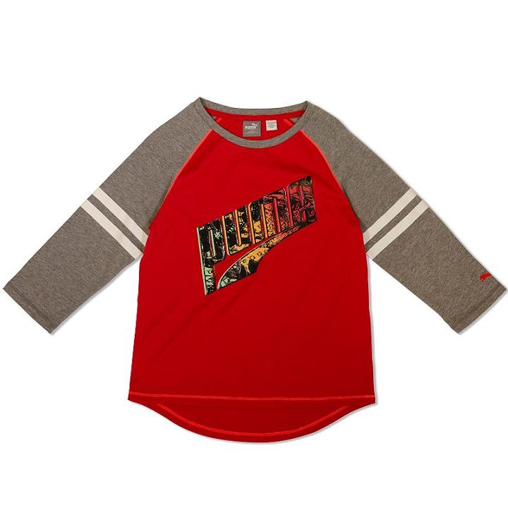 Girls 7-16 Puma 3/4-length Sleeve Droptail Hem Top, Girl's, Size: Small, Red Other