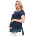 Maternity A:glow Georgette Trim Tee, Women's, Size: L-mat, Dark Blue