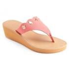 Apt. 9&reg; Women's Scalloped Thong Wedge Sandals, Size: Medium, Pink Other