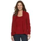 Petite Croft & Barrow&reg; Layered Look Sweater, Women's, Size: S Petite, Dark Red