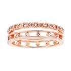 Lc Lauren Conrad Rose Gold Tone Simulated Crystal Ring Set, Women's, Size: 7, Pink