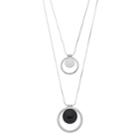 Black & White Cabochon Double-strand Necklace, Women's